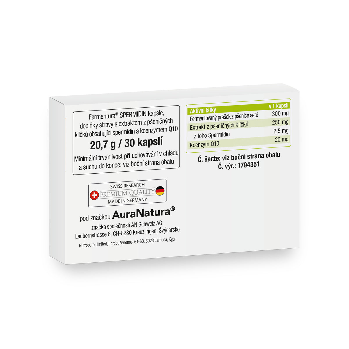 Obrázek produktu z Fermentura® Spermidin