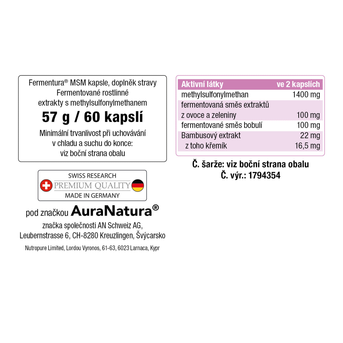 Obrázek produktu z Fermentura® MSM
