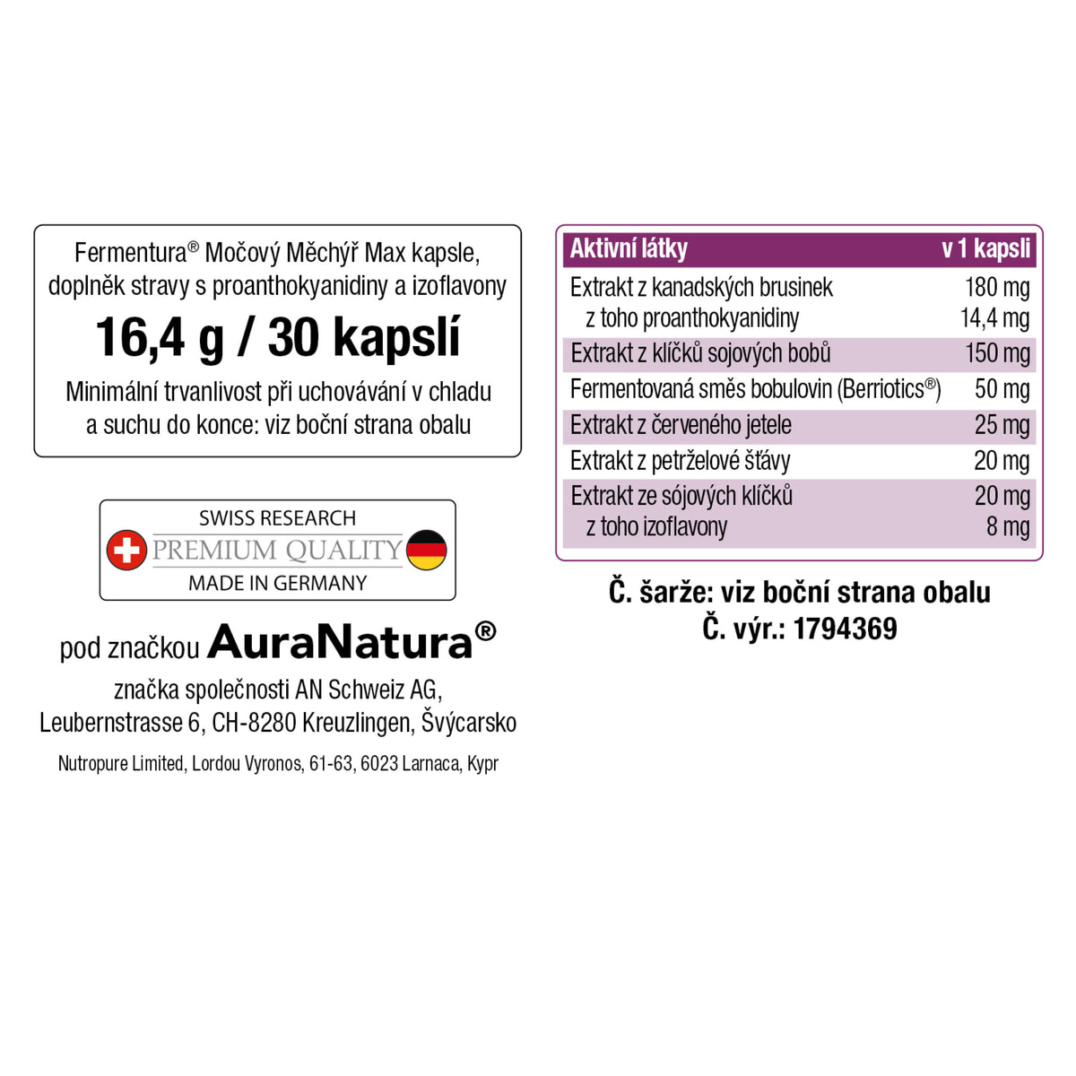 Obrázek produktu z Fermentura® Močový měchýř Max