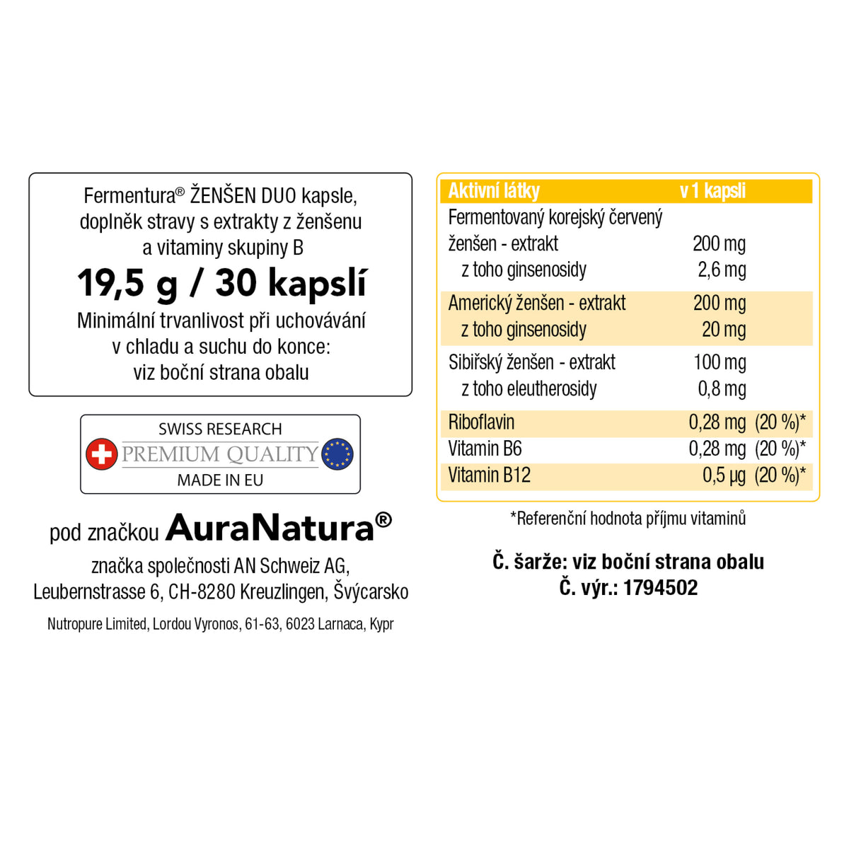 Obrázek produktu z Fermentura® Ženšen DUO