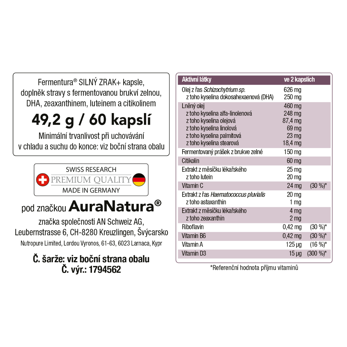 Obrázek produktu z Fermentura® Silný Zrak+