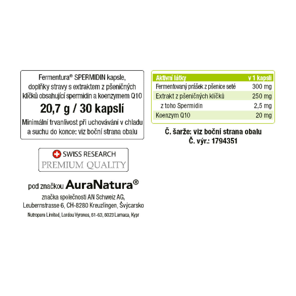 Obrázek produktu z Fermentura® Spermidin