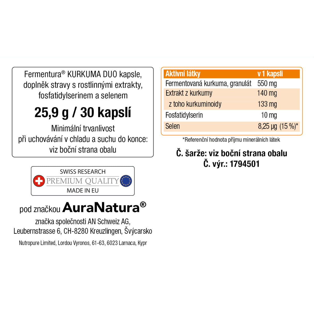 Obrázek produktu z Fermentura&reg; Kurkuma Duo
